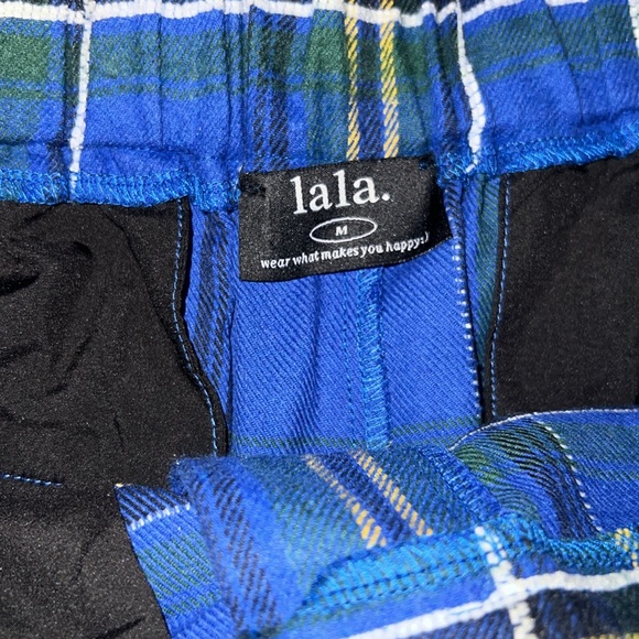 Dressed in Lala Lovers Lane Plaid Wide Leg Trousers in Cobalt Blue - Picture 5 of 6